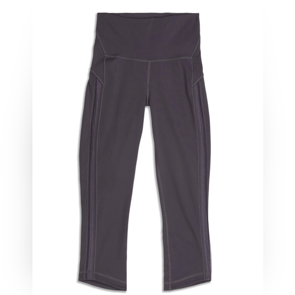 Lululemon Leggings Wunder Under High-Rise Crop Awaken Dark Gray Women's Size 6